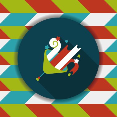 doğum günü partisi boynuz düz simgesiyle uzun gölge, eps10