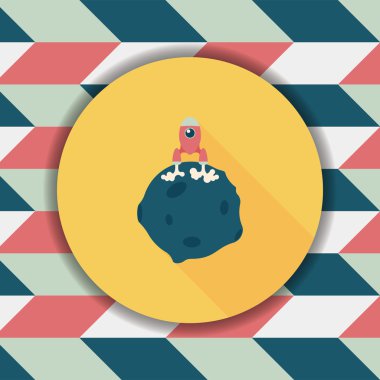 Uzay gezegen ve uzay gemisi uzun gölge, eps10 düz simgesi