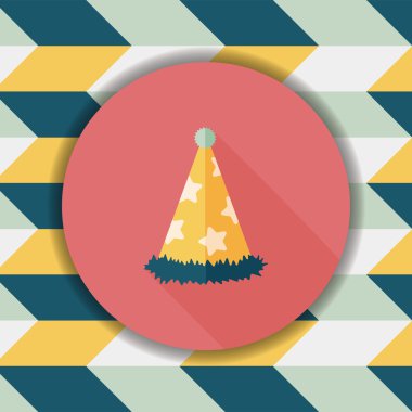 doğum günü partisi şapka düz simgesiyle uzun gölge, eps10