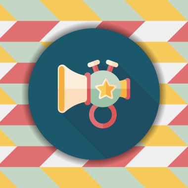 trompet veya boynuzu oyuncak düz simgesi ile uzun gölge, eps10