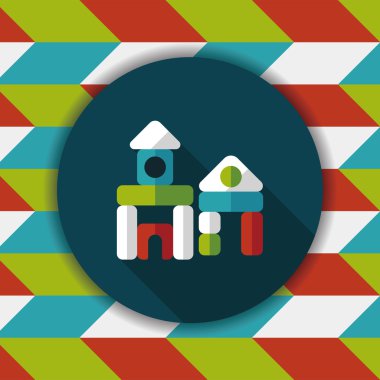 uzun gölge ile tuğla ev düz simgesi