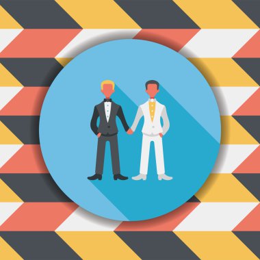 Düğün Çift düz simgesi ile uzun gölge, eps10