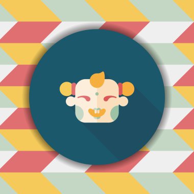 Çin yeni yılı uzun gölge, eps10, Maitreya bez bebek ile düz simgesi