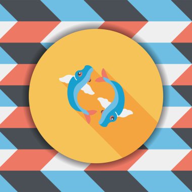 Çin yeni yılı uzun gölge, eps10, Çinli bir dekor ile düz simgesi