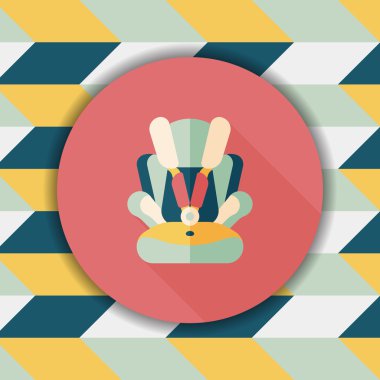 Bebek Oto koltuk düz simgesi ile uzun gölge, eps10