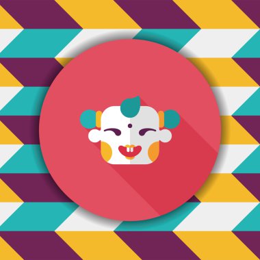 Çin yeni yılı uzun gölge, eps10, Maitreya bez bebek ile düz simgesi