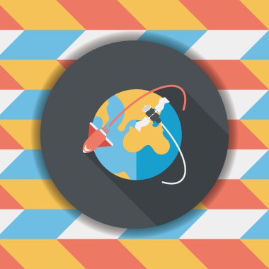 Uzay earth düz simgesini uzun gölge, eps10 ile