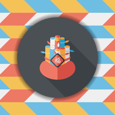 Çin yeni yılı uzun gölge, eps10, Çinli bir dekor ile düz simgesi