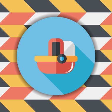 Bebek beşik yatak düz simgesiyle uzun gölge, eps10