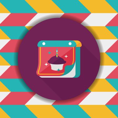 doğum günü takvim düz simgesini uzun gölge, eps10 ile