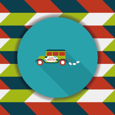 Düğün araba düz simgesi ile uzun gölge, eps10