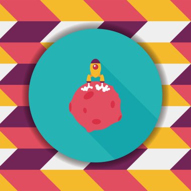 Uzay gezegen ve uzay gemisi uzun gölge, eps10 düz simgesi