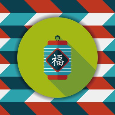 Çin yeni yılı uzun gölge, eps10, Çinli şenlik ile düz simgesi