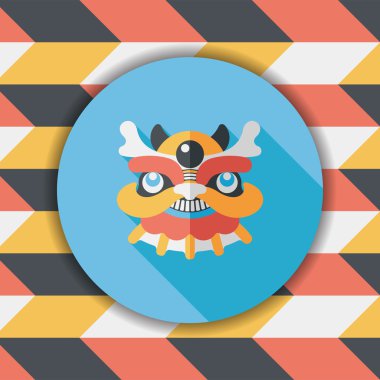 Çin yeni yılı düz simgesi ile uzun gölge, eps10, dragon ve