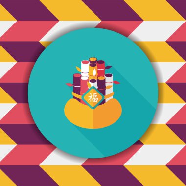 Çin yeni yılı uzun gölge, eps10, Çinli bir dekor ile düz simgesi