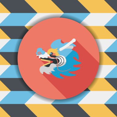 Çin yeni yılı düz simgesi ile uzun gölge, eps10, dragon ve