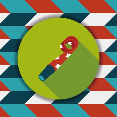 doğum günü partisi boynuz düz simgesiyle uzun gölge, eps10