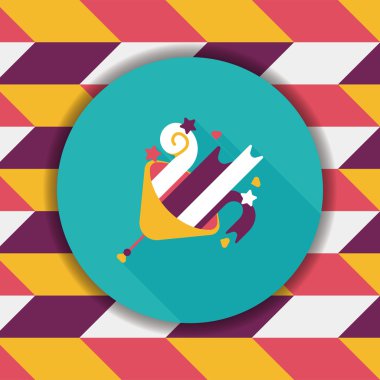 doğum günü partisi boynuz düz simgesiyle uzun gölge, eps10