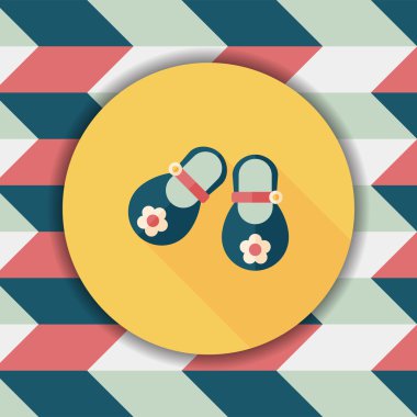 uzun gölge ile bebek patik düz simgesi