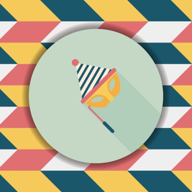 doğum günü parti maskesi düz simgesiyle uzun gölge, eps10