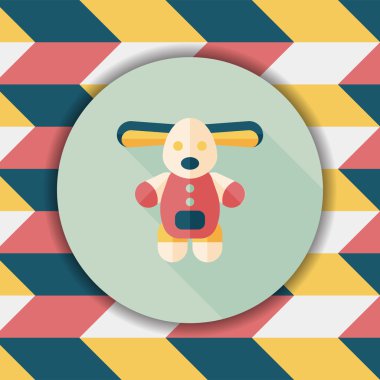 oyuncak köpek düz simgesi ile uzun gölge, eps10