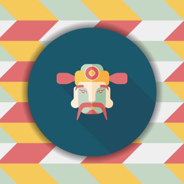 Çin yeni yılı düz simgesi ile uzun gölge, eps10, zenginlik tanrısı