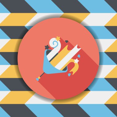 doğum günü partisi boynuz düz simgesiyle uzun gölge, eps10