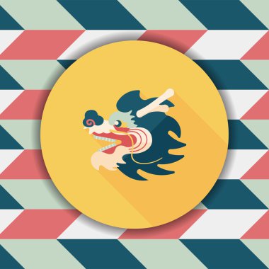 Çin yeni yılı düz simgesi ile uzun gölge, eps10, dragon ve