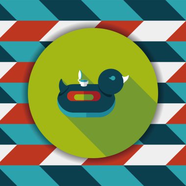 Uzun Gölge, eps10 yüzük düz simgesiyle ördek yüzmek