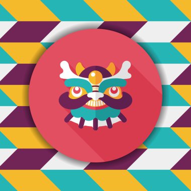 Çin yeni yılı düz simgesi ile uzun gölge, eps10, dragon ve