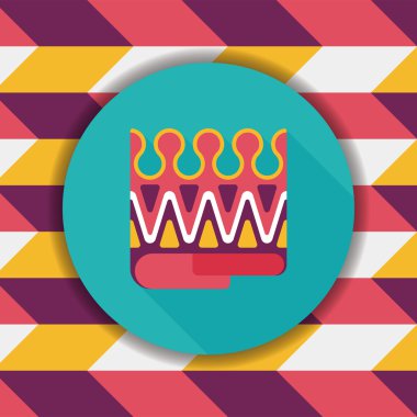 Doğum günü partisi tacı düz simgesiyle uzun gölge, eps10