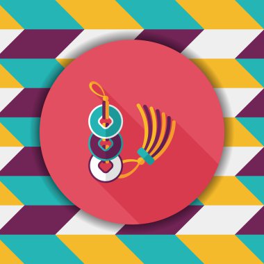 Çin yeni yılı düz simgesi ile uzun gölge, eps10, eski paralar