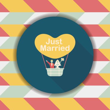 Düğün Çift düz simgesi ile uzun gölge, eps10