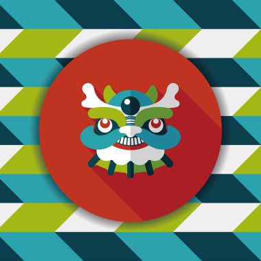 Çin yeni yılı düz simgesi ile uzun gölge, eps10, dragon ve