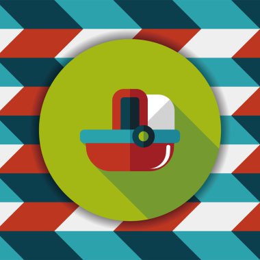 Bebek beşik yatak düz simgesiyle uzun gölge, eps10