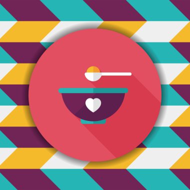 Bebek gıda kase düz simgesiyle uzun gölge, eps10