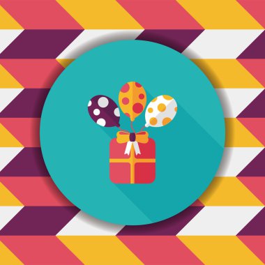 doğum günü düz simgesi uzun gölge, eps10 sunar.