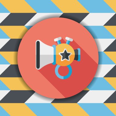 trompet veya boynuzu oyuncak düz simgesi ile uzun gölge, eps10