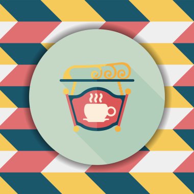 Kahve Dükkanı uzun gölge, eps10 düz simgesiyle işaretler