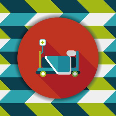 uzun gölge ile hastane yatak düz simgesi