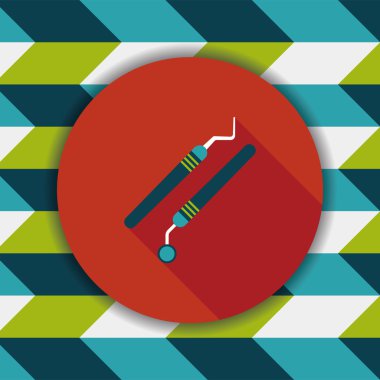 uzun gölge ile diş ekipman düz simgesi