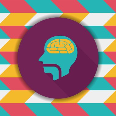 beyin uzun gölge düz simgesi