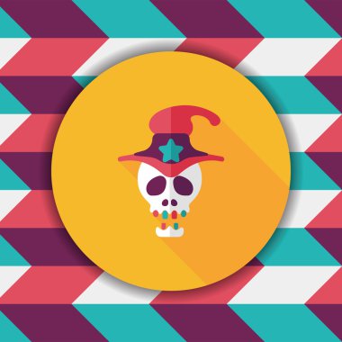 Kafatası düz simgesi ile uzun gölge, eps10