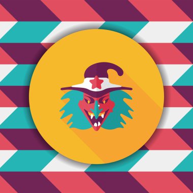 Cadı düz simgesi ile uzun gölge, eps10