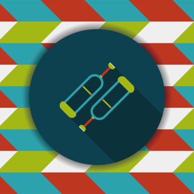 koltuk değneği ile uzun gölge düz simgesi