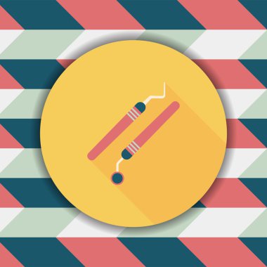 uzun gölge ile diş ekipman düz simgesi