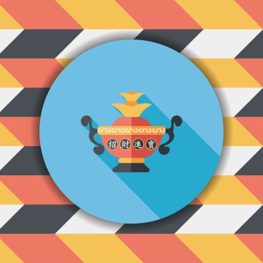 Çin yeni yılı seramik ve porselen uzun shado düz simgesi