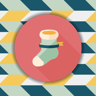 calcetín de Navidad icono plana con sombra, eps10