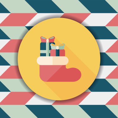 calcetín de Navidad icono plana con sombra, eps10