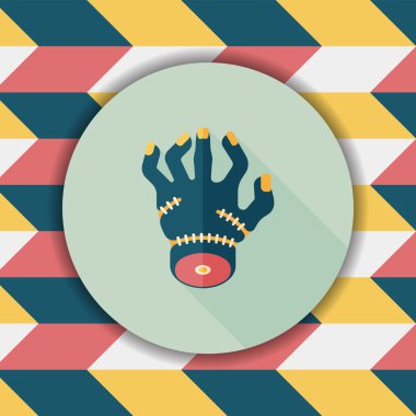 Cadılar Bayramı zombi el düz simgesi ile uzun gölge, eps10